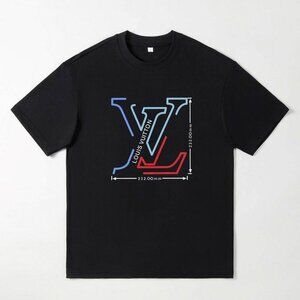 Designer LV Logo Print Black T-shirt | Modern Luxury Apparel